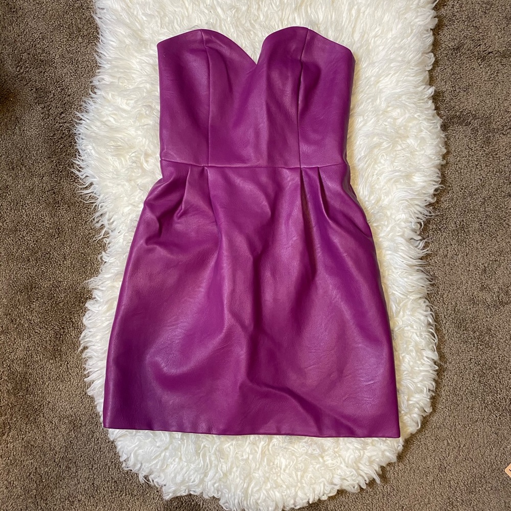 Magenta leather dress